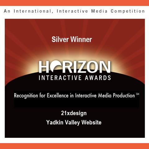 Yadkin Valley Website Wins a Silver!