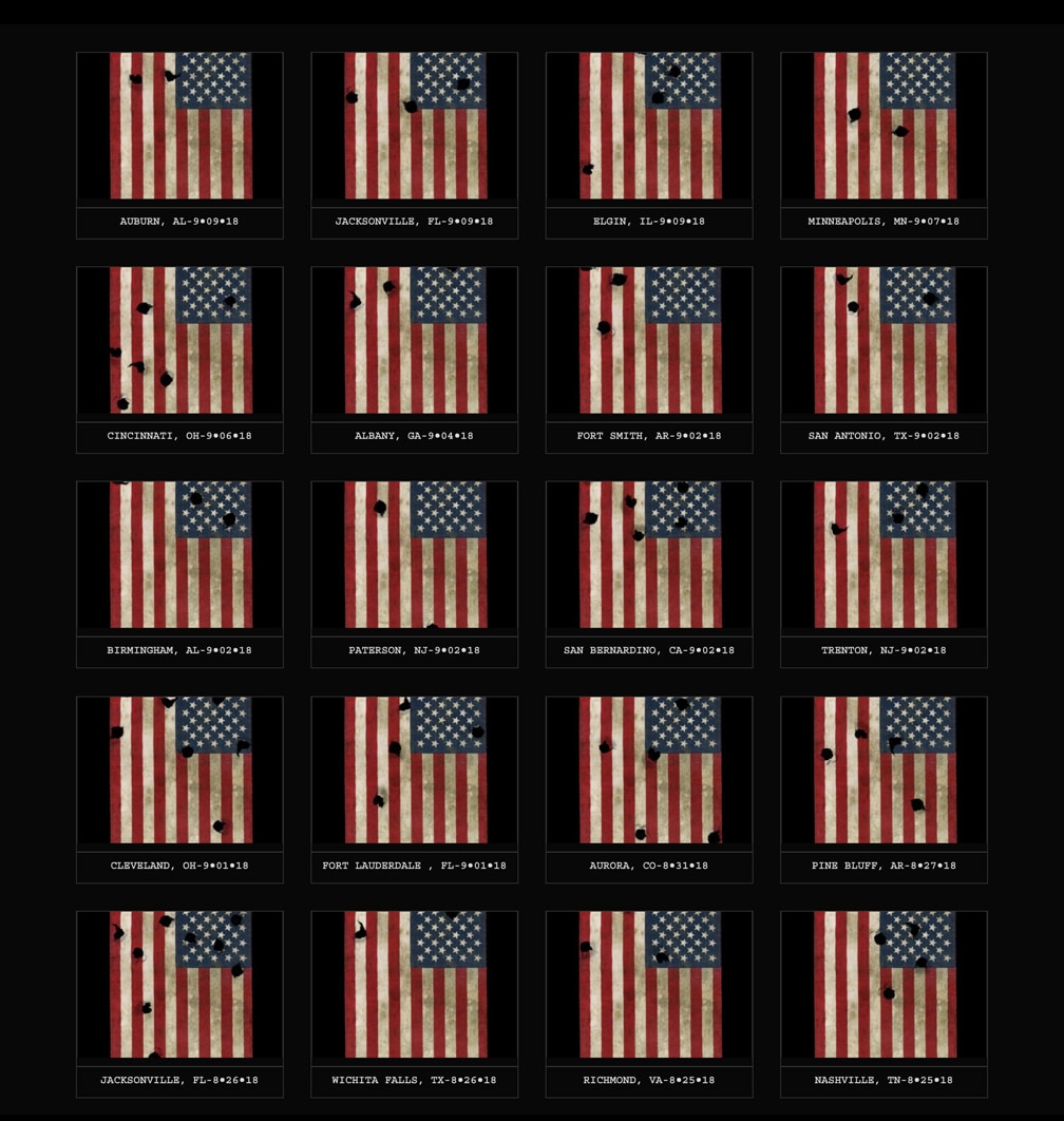 5_328flags USA under fire 5 rows of flags